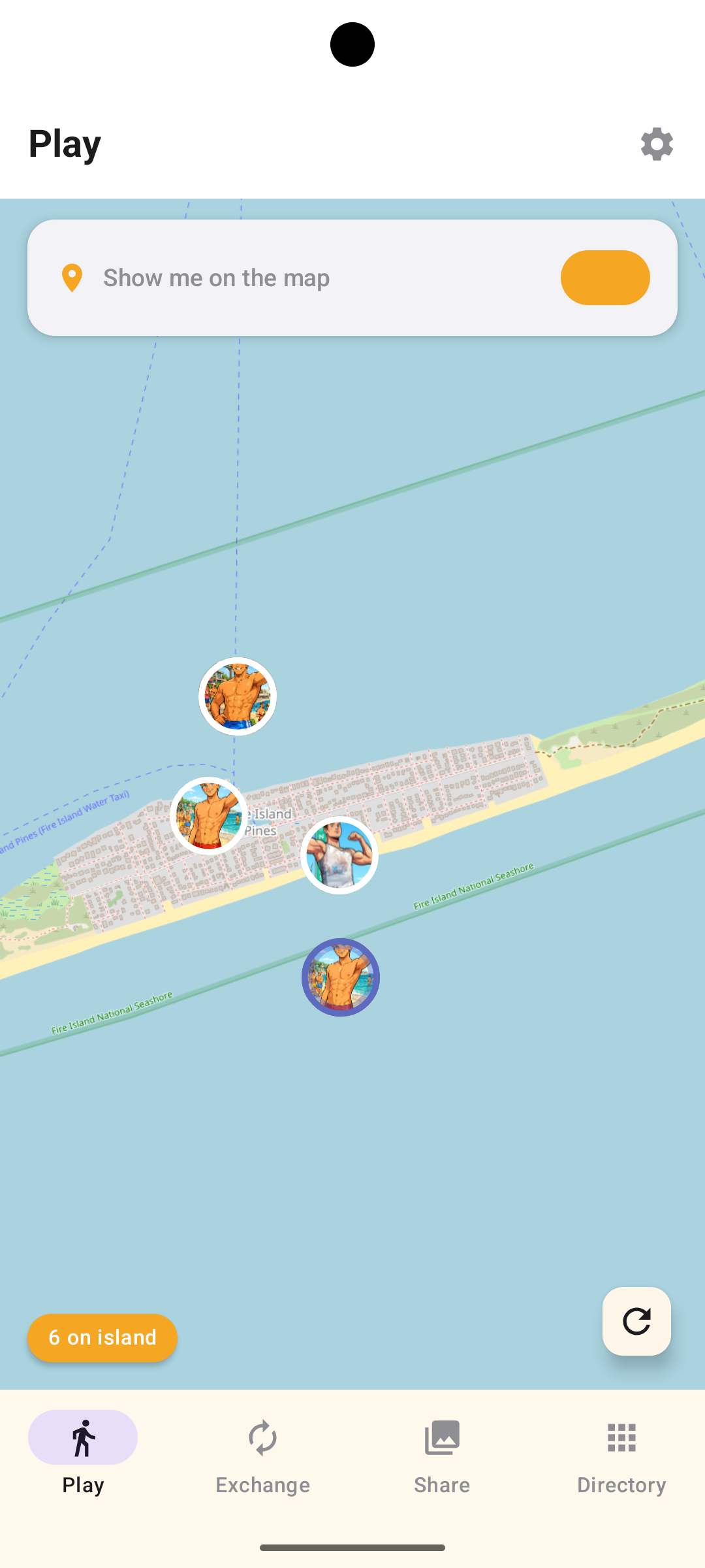 Play tab — see who's on the island